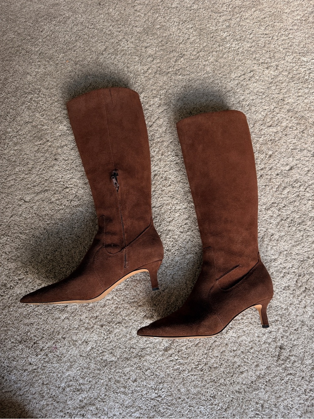 Franco Sarto Cognac Suede Knee High Pointed Toe Boots Size 7.5